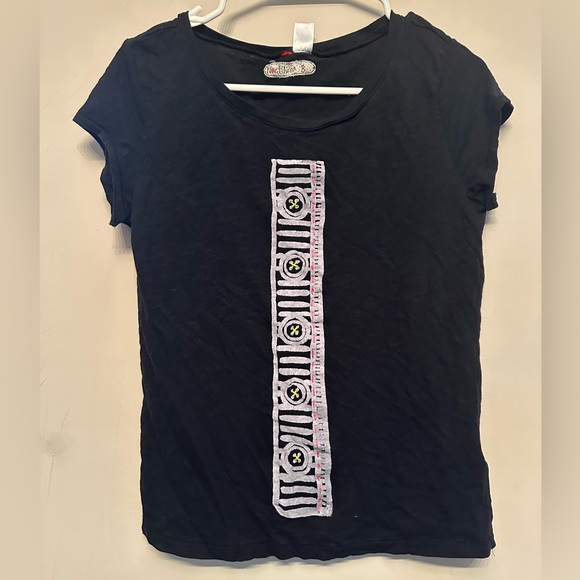 Noctiluna Black Tee with Embroidered Accents Size 8 (Medium) - Picture 1 of 7